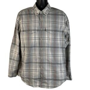 ExOfficio Insect Shield Breathable Long Sleeve Button Down Shirt Mens Large Gray